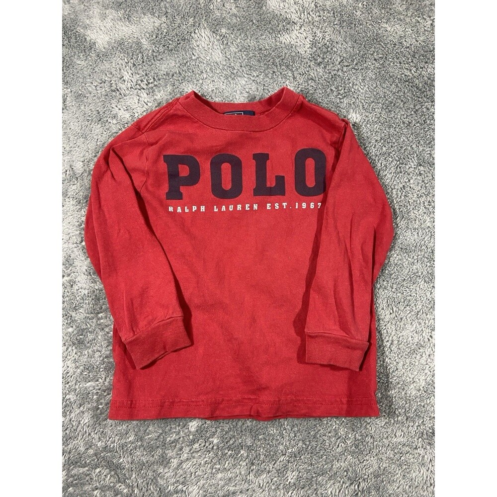 Polo By Ralph Lauren T-shirt Toddler 2T Red Long Sleeve Crew Neck Spellout